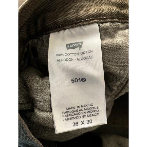 Levi 501 Jeans Brown Mens 36x30 Button Fly Wide Leg Boot Cut Denim Western - Picture 2 of 9